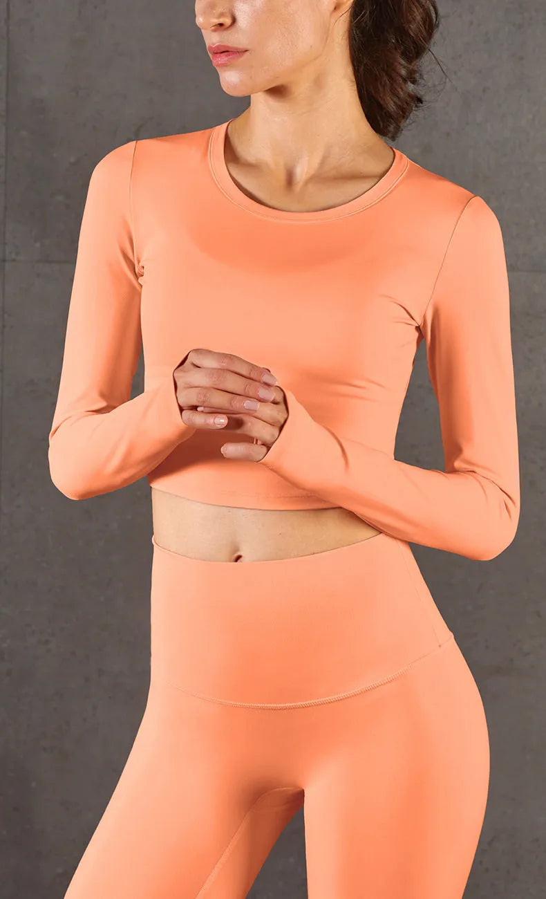 High-elastic Tight-fitting Slim Finger Sleeves Waist-length Fitness Long Sleeves - Bellarte Enchanté High-elastic Tight-fitting Slim Finger Sleeves Waist-length Fitness Long Sleeves